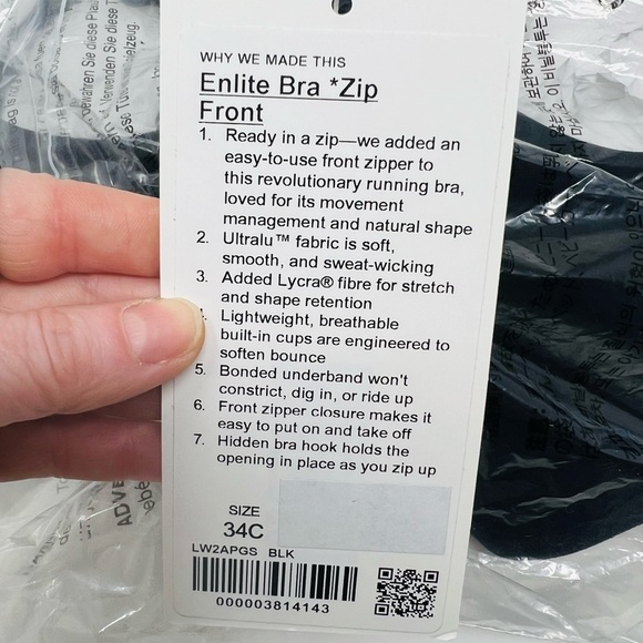 NWT lululemon Enlite Bra *Zip Front Size 34C - Picture 5 of 8